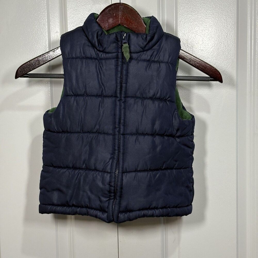 Sonoma Puffer Vest Toddler Boys 3T Navy Green Reversible Fall Winter Warm